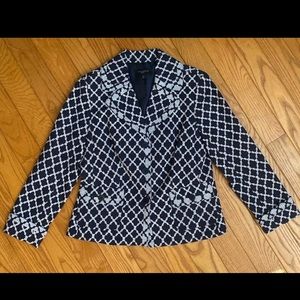 Talbots Ladies Blazer Navy White Classic 8P